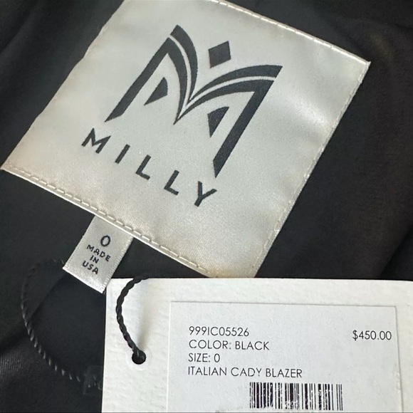 NWT Italy Milly single button blazer black size 0 Pockets $450 made in U… - Picture 14 of 15